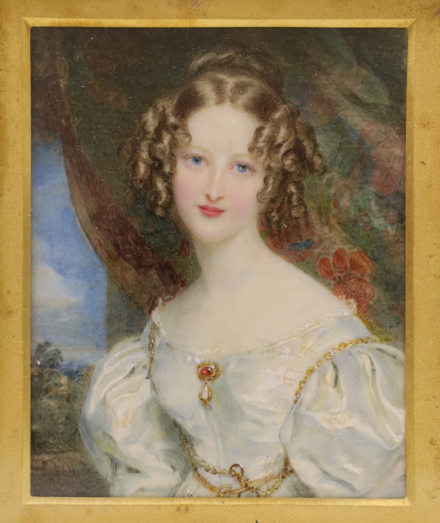 A female portrait on ivory, folding frame